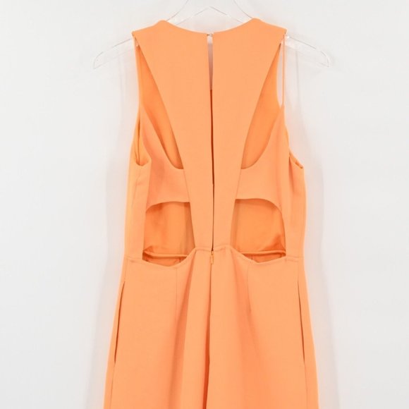 NEW REISS Womens Orange Chey Cut Out Jumpsuit High Waist Wide Leg Pleated Size 8 - Picture 8 of 11